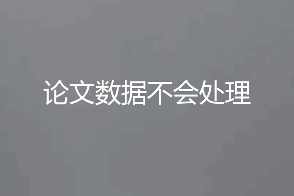 论文数据不会处理