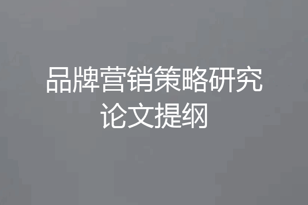 品牌营销策略研究论文提纲