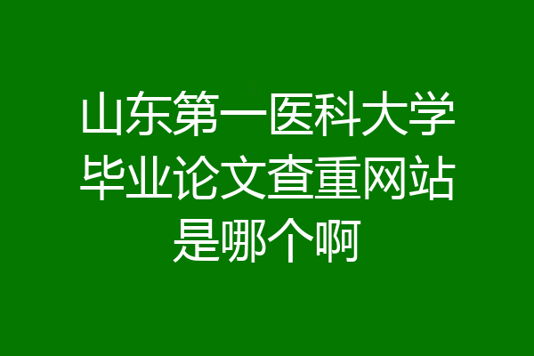 山东第一医科大学毕业论文查重网站是哪个啊