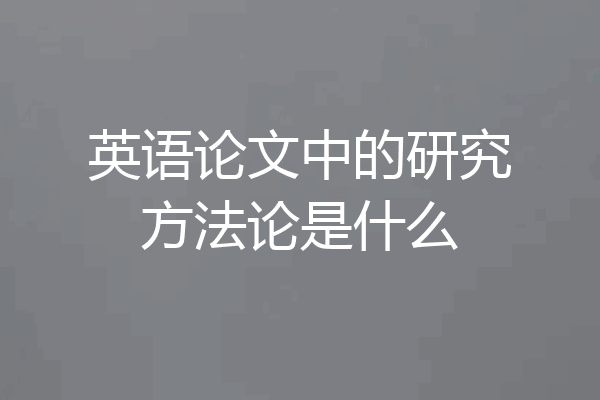 英语论文中的研究方法论是什么
