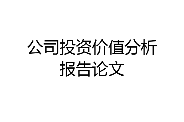 公司投资价值分析报告论文
