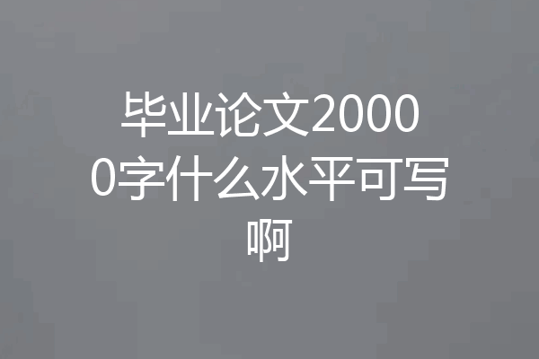 毕业论文20000字什么水平可写啊