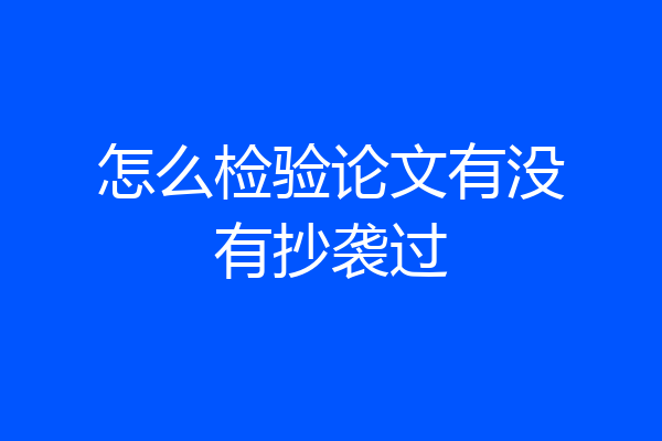 怎么检验论文有没有抄袭过