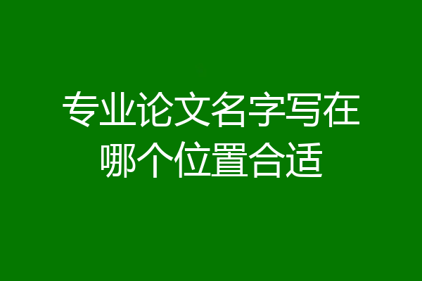 专业论文名字写在哪个位置合适