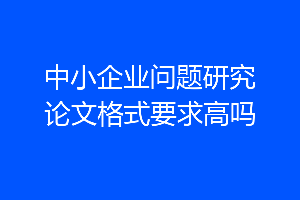 中小企业问题研究论文格式要求高吗