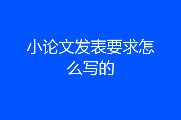 小论文发表要求怎么写的