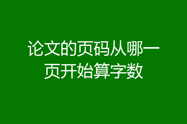论文的页码从哪一页开始算字数
