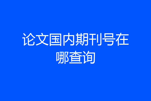 论文国内期刊号在哪查询