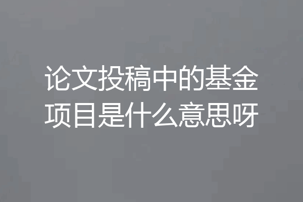 论文投稿中的基金项目是什么意思呀