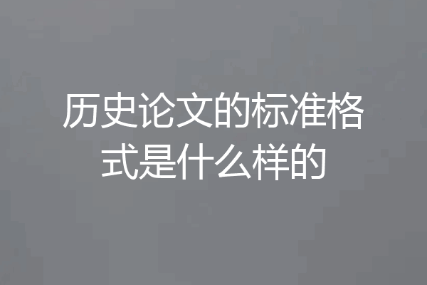 历史论文的标准格式是什么样的