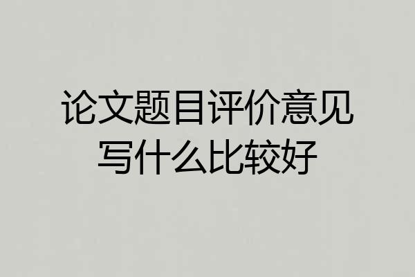 论文题目评价意见写什么比较好