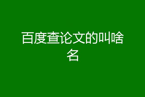 百度查论文的叫啥名