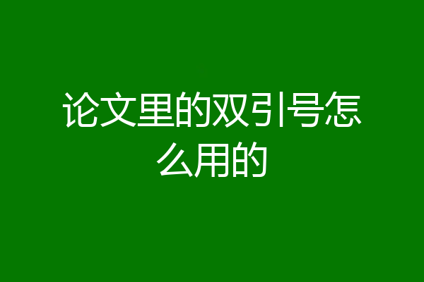 论文里的双引号怎么用的