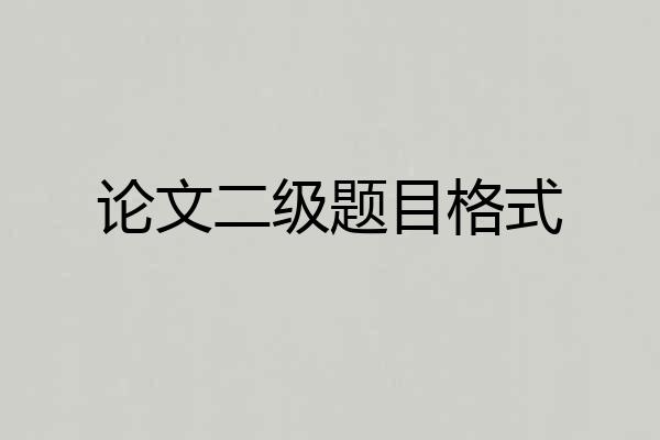 论文二级题目格式