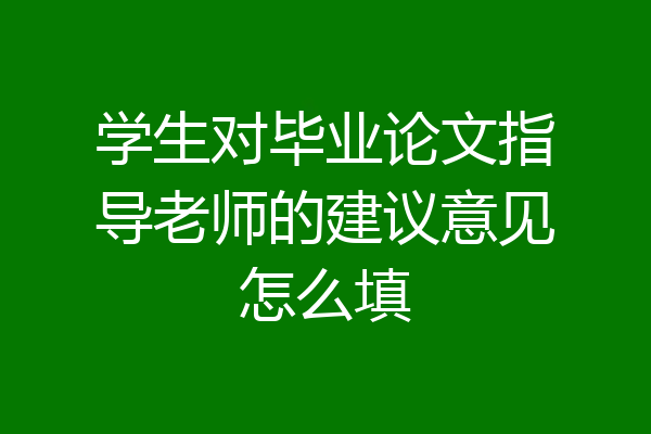 学生对毕业论文指导老师的建议意见怎么填