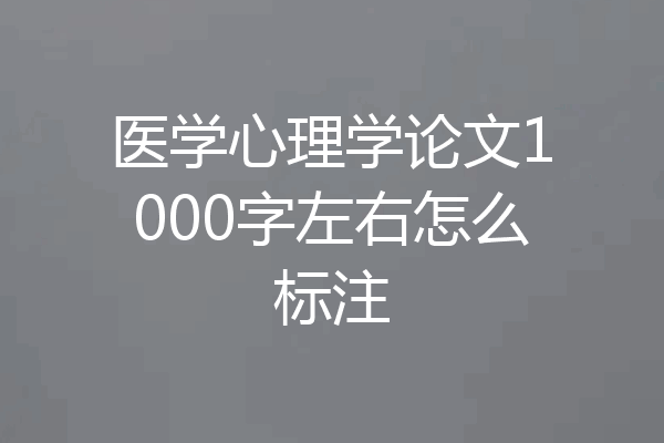 医学心理学论文1000字左右怎么标注