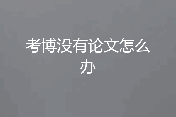 考博没有论文怎么办
