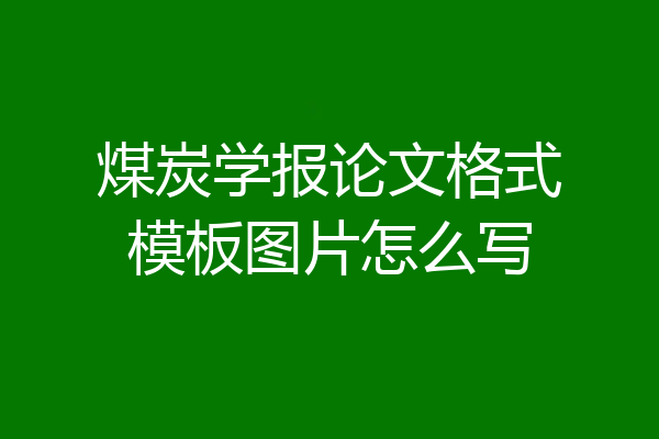 煤炭学报论文格式模板图片怎么写