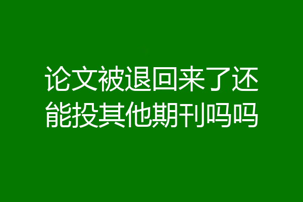 论文被退回来了还能投其他期刊吗吗