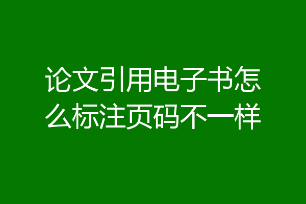 论文引用电子书怎么标注页码不一样