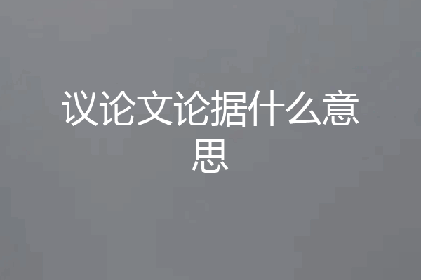 议论文论据什么意思