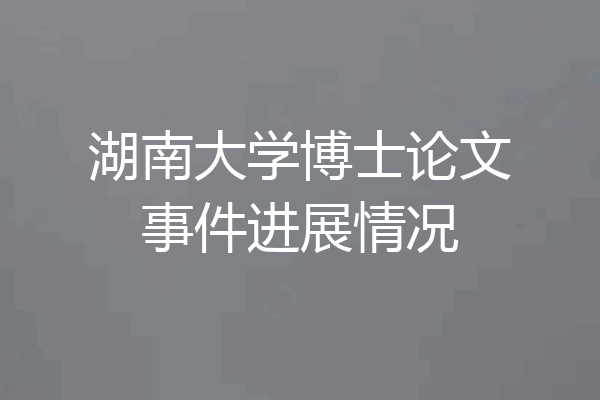 湖南大学博士论文事件进展情况