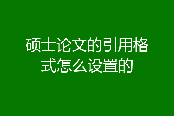 硕士论文的引用格式怎么设置的
