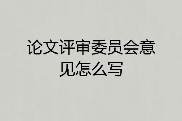 论文评审委员会意见怎么写