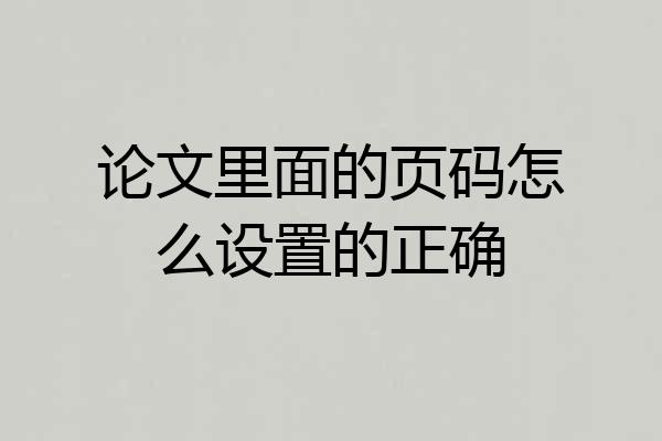 论文里面的页码怎么设置的正确