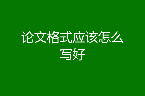 论文格式应该怎么写好