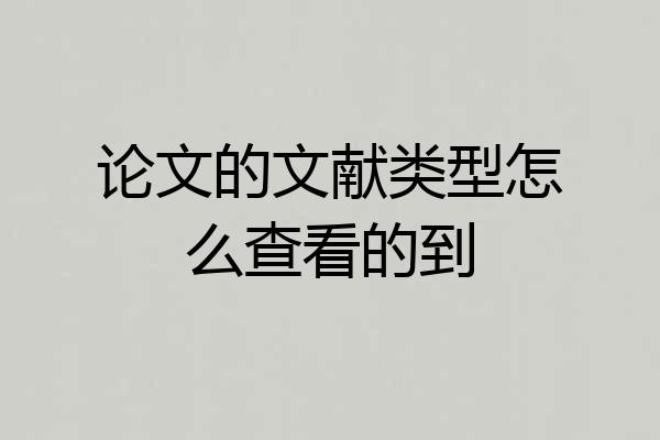 论文的文献类型怎么查看的到