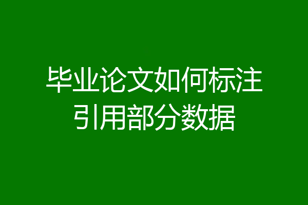 毕业论文如何标注引用部分数据