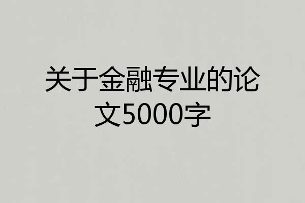 关于金融专业的论文5000字