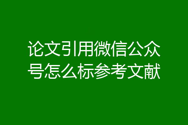 论文引用微信公众号怎么标参考文献
