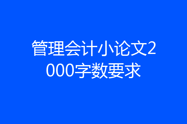 管理会计小论文2000字数要求