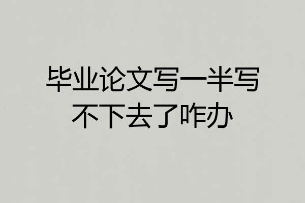 毕业论文写一半写不下去了咋办