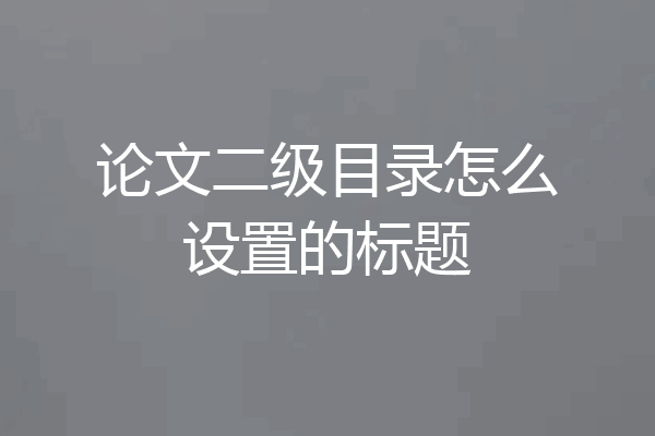 论文二级目录怎么设置的标题