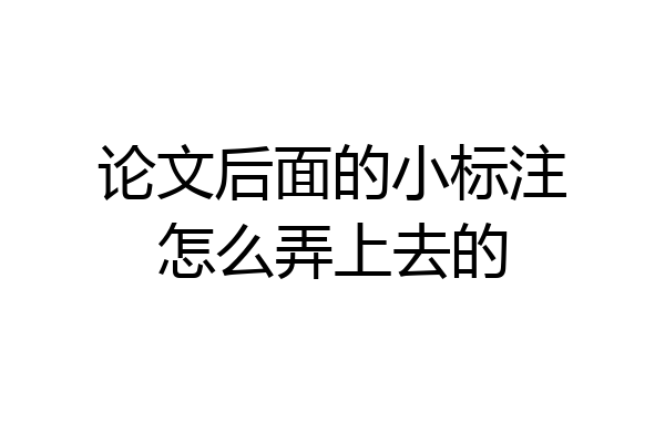 论文后面的小标注怎么弄上去的