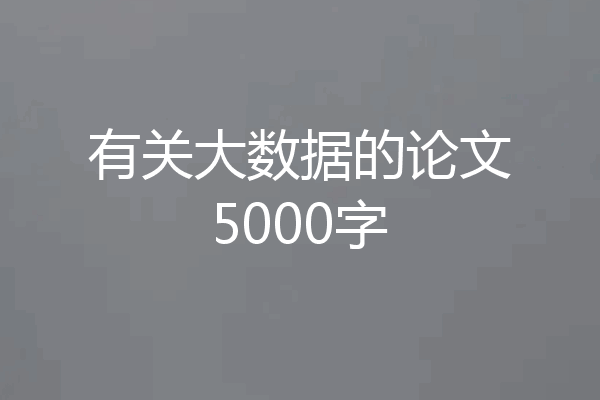 有关大数据的论文5000字