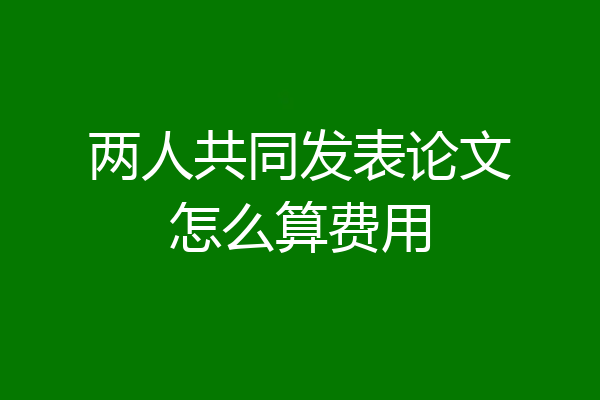 两人共同发表论文怎么算费用