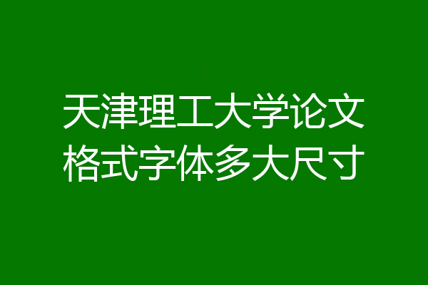 天津理工大学论文格式字体多大尺寸