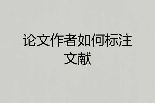 论文作者如何标注文献