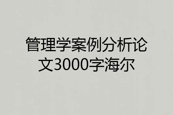 管理学案例分析论文3000字海尔