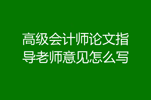 高级会计师论文指导老师意见怎么写