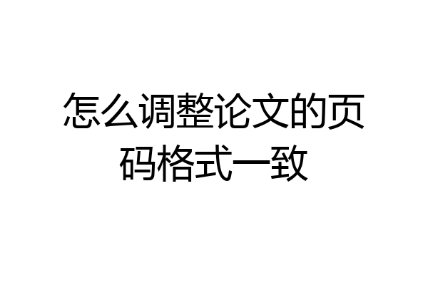 怎么调整论文的页码格式一致