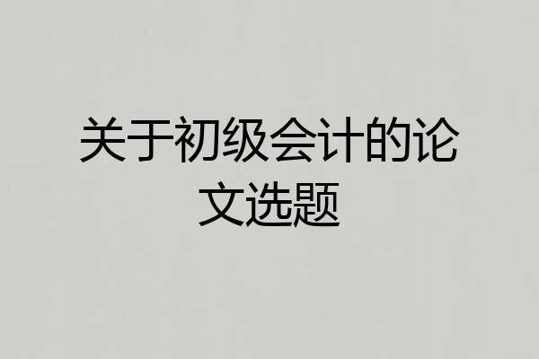 关于初级会计的论文选题