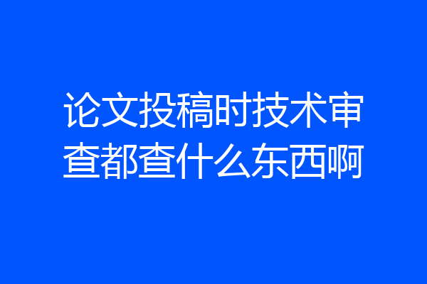 论文投稿时技术审查都查什么东西啊