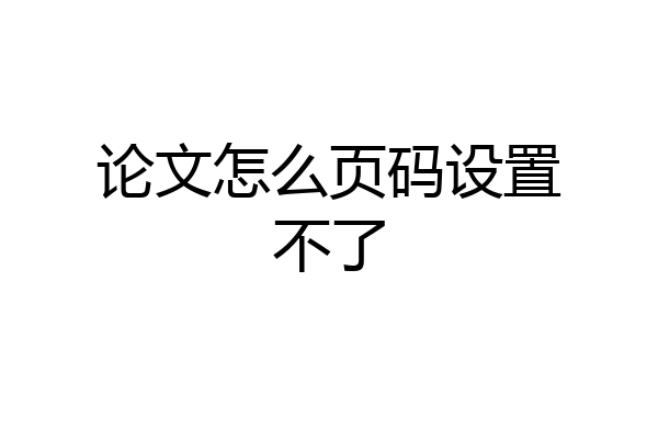 论文怎么页码设置不了