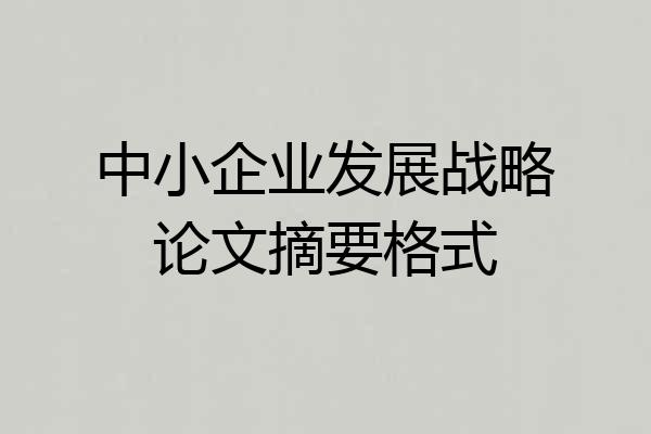 中小企业发展战略论文摘要格式