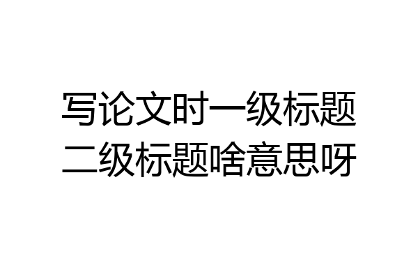 写论文时一级标题二级标题啥意思呀